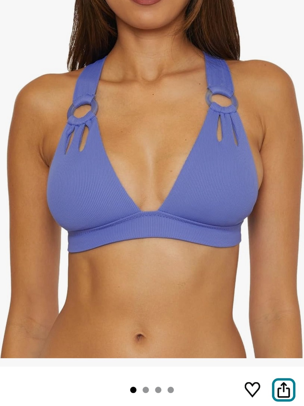 BECCA Ribbed Triangle Bikini Top in Lavender Purple